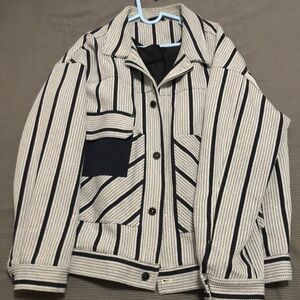Men's black and white striped jacket